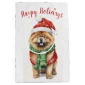 雪片のクリスマスチャウ ミディアムペーパーバッグ (正面)