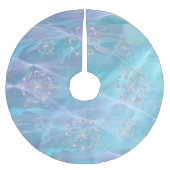 雪片のクリスマスツリーのスカートのワルツ ブラッシュドポリエステルツリースカート (正面)