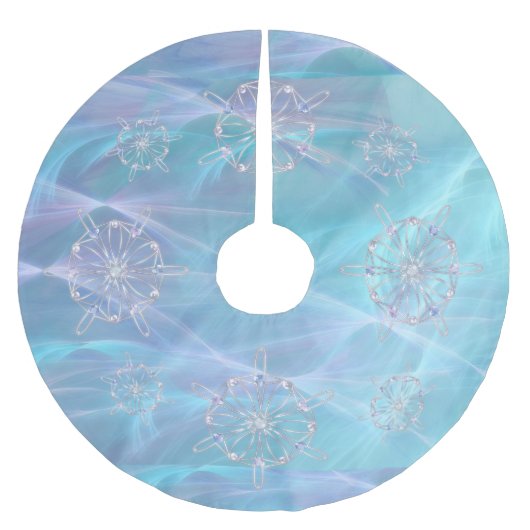 雪片のクリスマスツリーのスカートのワルツ ブラッシュドポリエステルツリースカート (正面)