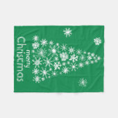 雪片のクリスマスツリーのメリークリスマス毛布 フリースブランケット (正面(横))