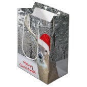 雪片のクリスマスディアー ミディアムペーパーバッグ (正面アングル)