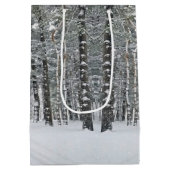 雪片のクリスマスディアー ミディアムペーパーバッグ (裏面)