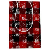 雪片のクリスマスノエル文字 ミディアムペーパーバッグ (正面)