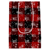 雪片のクリスマスノエル文字 ミディアムペーパーバッグ (裏面)