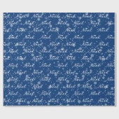 雪片のクリスマスノエル文字 ラッピングペーパー (フラット)