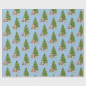 雪片のクリスマスハウンドッグ ラッピングペーパー (フラット)