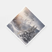 雪片のクリスマスバニー スタンダードランチョンナプキン (角)