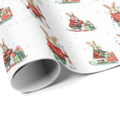 雪片のクリスマスバニー ラッピングペーパー (ロールコーナー)