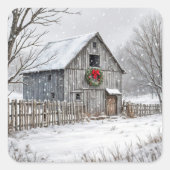 雪片のクリスマスバーン スクエアシール (正面)