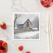 雪片のクリスマスバーン スタンダードカクテルナプキン (インサイチュ)