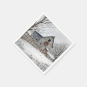 雪片のクリスマスバーン スタンダードカクテルナプキン (角)