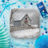 雪片のクリスマスバーン ペーパープレート (パーティー)