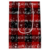 雪片のクリスマスピース文字 ミディアムペーパーバッグ (裏面)