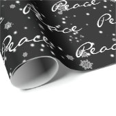 雪片のクリスマスピース文字 ラッピングペーパー (ロールコーナー)