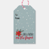 雪片のクリスマスファームの詩 ギフトタグ (正面)