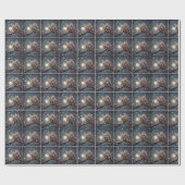 雪片のクリスマスフクロウ ラッピングペーパー (フラット)