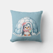 雪片のクリスマスペンギン クッション (正面)