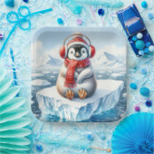 雪片のクリスマスペンギン ペーパープレート (パーティー)
