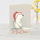 雪片のクリスマスポーラーベア カード (黄色い花)