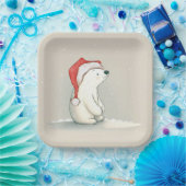 雪片のクリスマスポーラーベア ペーパープレート (パーティー)