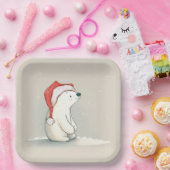 雪片のクリスマスポーラーベア ペーパープレート (パーティー)