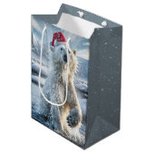 雪片のクリスマスポーラーベア ミディアムペーパーバッグ (正面アングル)