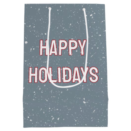 雪片のクリスマスポーラーベア ミディアムペーパーバッグ (裏面)