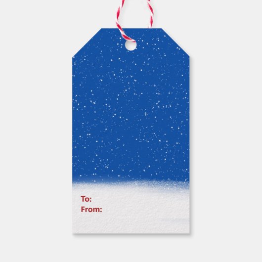 雪片のクリスマスレトリエバーパピー ギフトタグ (裏面)