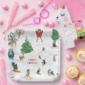 雪片のクリスマスワイルドライフ ペーパープレート (パーティー)