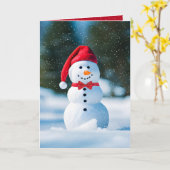 雪片のクリスマス雪だるま カード (黄色い花)
