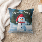 雪片のクリスマス雪だるま クッション (ブランケット)