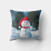 雪片のクリスマス雪だるま クッション (裏面)