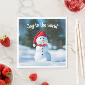 雪片のクリスマス雪だるま スタンダードランチョンナプキン (インサイチュ)