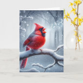 雪片のクリスマス（鳥）ショウジョウコウカンチョウ カード (黄色い花)