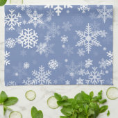 雪片のグラフィックはaの色の背景をカスタマイズ キッチンタオル (折り畳み)