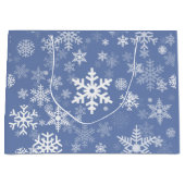 雪片のグラフィックはaの色の背景をカスタマイズ ラージペーパーバッグ (正面)