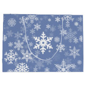 雪片のグラフィックはaの色の背景をカスタマイズ ラージペーパーバッグ (裏面)