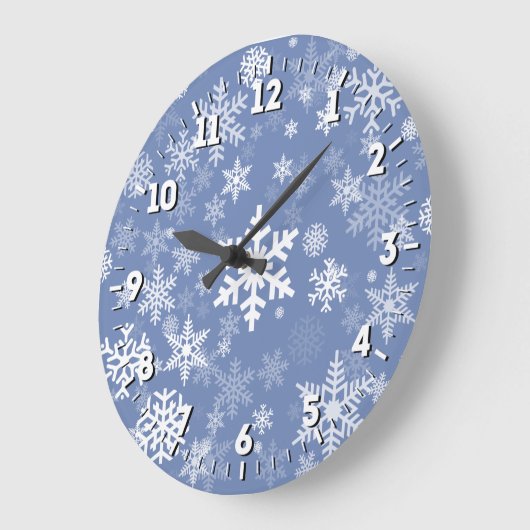雪片のグラフィックはaの色の背景をカスタマイズ ラージ壁時計 (傾斜)