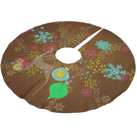 雪片のシカは休日の木のスカートを飾ります ブラッシュドポリエステルツリースカート (アングル)