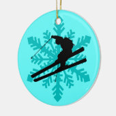 雪片のスキーヤー セラミックオーナメント (左)