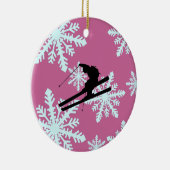 雪片のスキー セラミックオーナメント (右)