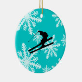 雪片のスキー セラミックオーナメント (右)