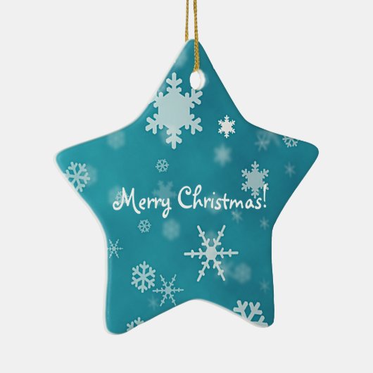 雪片のターコイズとのメリークリスマス セラミックオーナメント (右)