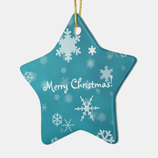 雪片のターコイズとのメリークリスマス セラミックオーナメント (左)