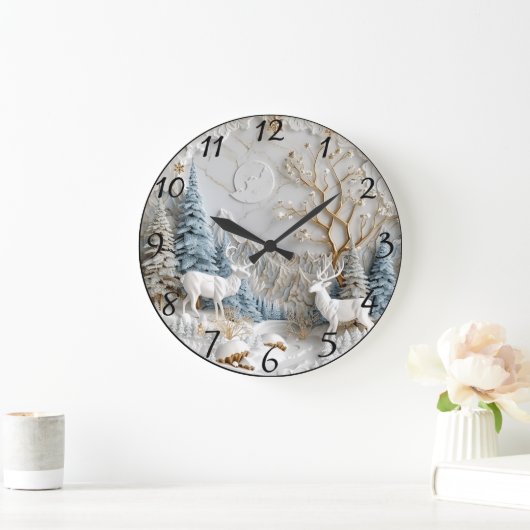 雪片のトナカイ ラージ壁時計 (ホーム)