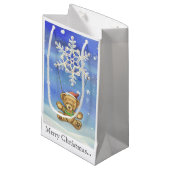 雪片のパラシュートを持つテディー・ベア スモールペーパーバッグ (正面アングル)