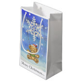 雪片のパラシュートを持つテディー・ベア スモールペーパーバッグ (裏面アングル)