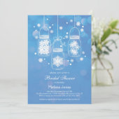 雪片のブライダルシャワーの招待状が付いているメーソンジャー 招待状 (スタンド正面)