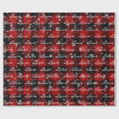 雪片のプレイド上のクリスマス文字 ラッピングペーパー (フラット)