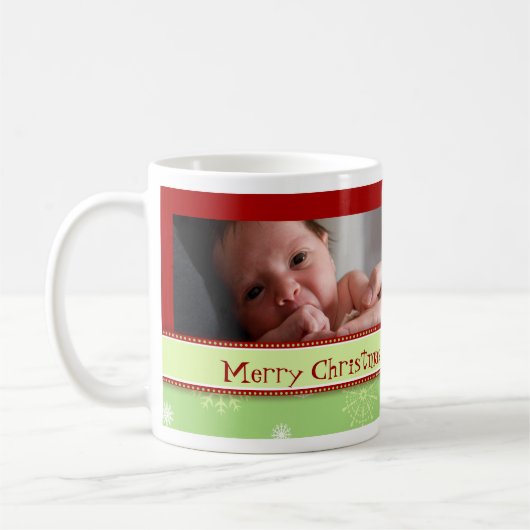 雪片のメリークリスマスの祖父のマグ コーヒーマグカップ (左)